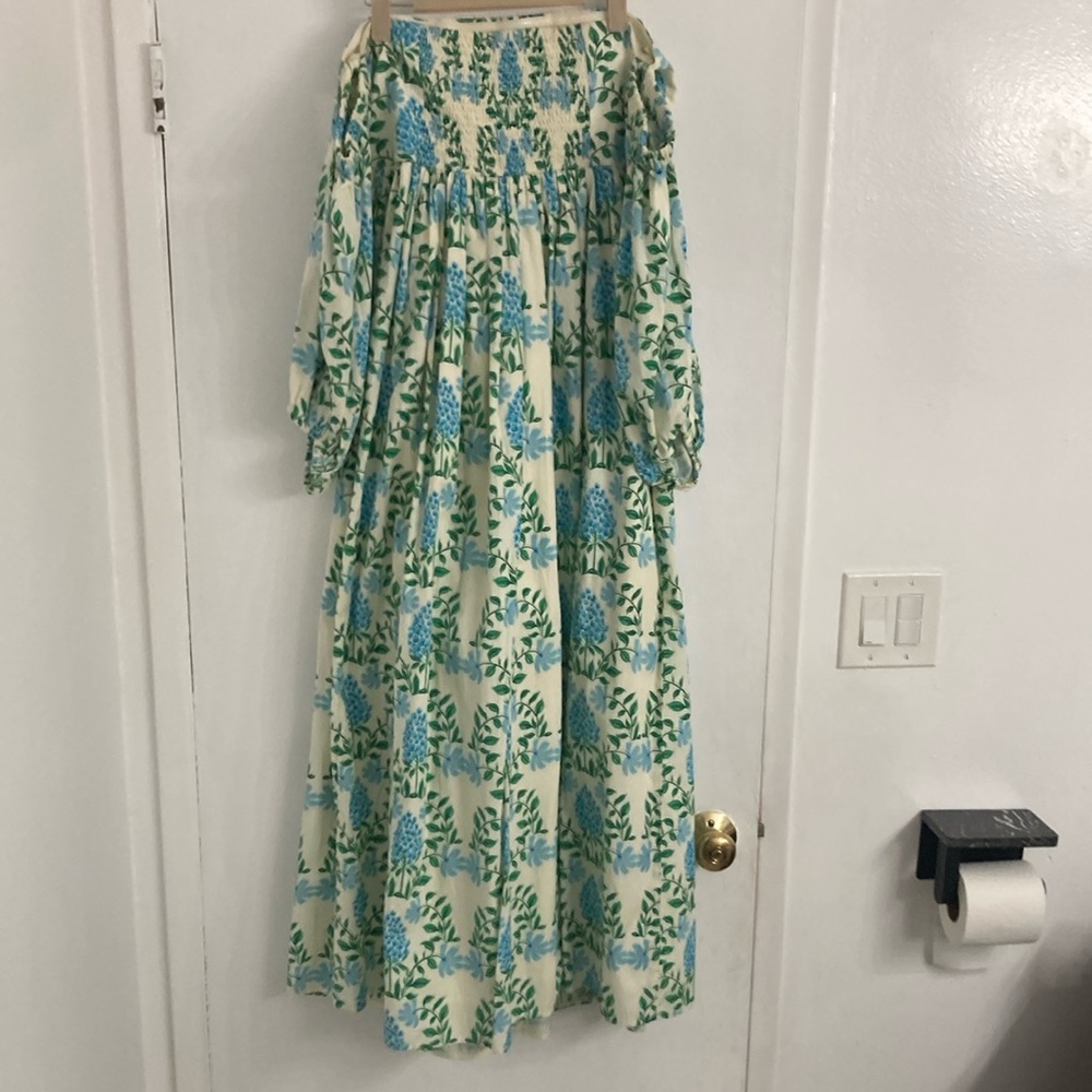COPY - Anthropologie Blue and Green Floral Maxi Dress
